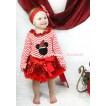 Xmas Red White Chevron Long Sleeve Top Red Sequins Lacing & Christmas Minnie & Sparkle Red Sequins Pettiskirt MW598